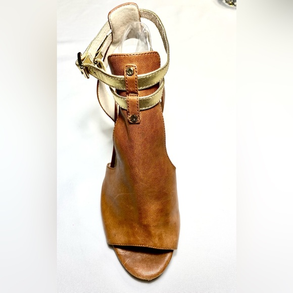 Louise et Cie Cut-Out Double Ankle Strap Heels Sandals 9M Brown Gold - Picture 13 of 15